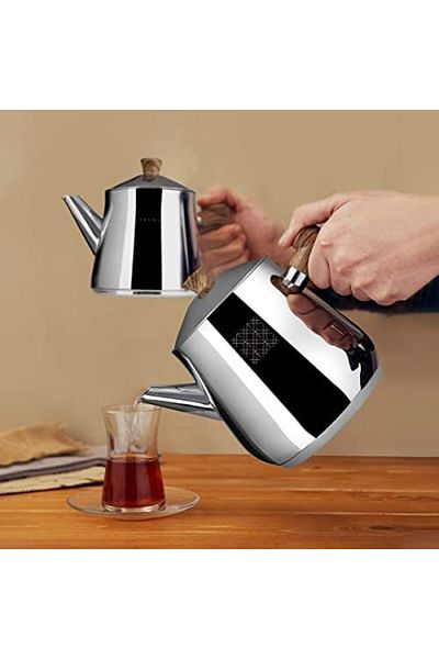 STOREMAX Teapot, Stainless Steel, Polished Outer Surface, Capsule Base, 2.0 Lt Mhm 1