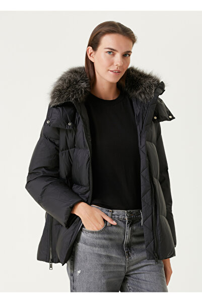 Yves Salomon Siyah Kapüşonlu Puff Mont