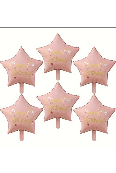 Çemrek Süs Parti Happy Birthday Baskılı Yıldız Folyo Balon 1 adet
