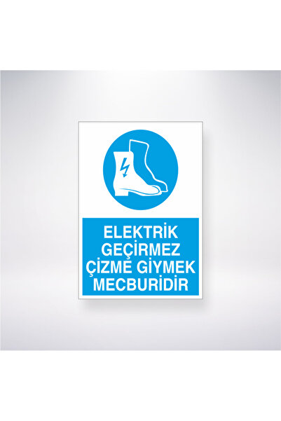 Reysa Tasarım ارتداء الأحذية المقاومة للكهرباء هو أمر ملزم مقاس 21 × 28 ملصق لاصق خلفي لسلامة العمل