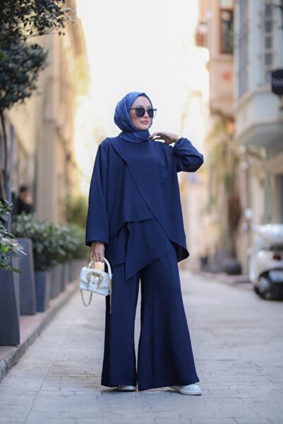 NS Moda Tesettür Fenne Takım Lacivert Model-512