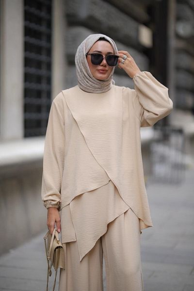 NS Moda Hijab Fenne Set Crema Model-512