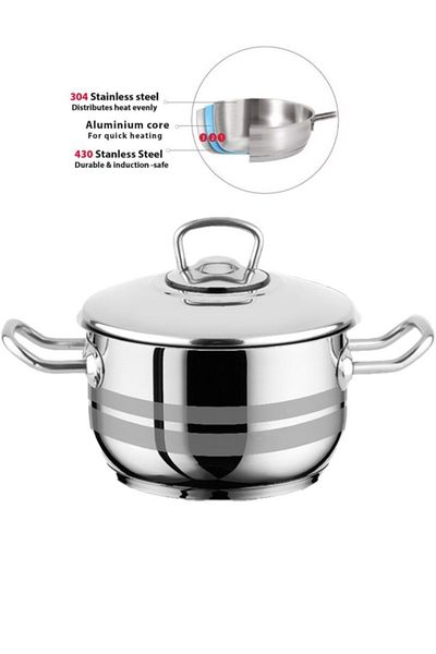 Top Chef 9 Piece Cookware Set Stainless Steel 18/10 Turkey Made Silver