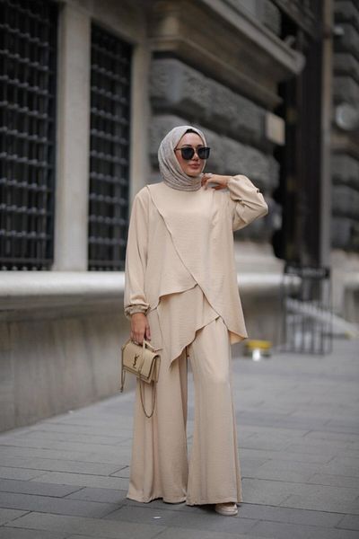 NS Moda Hijab Fenne Set Crema Model-512