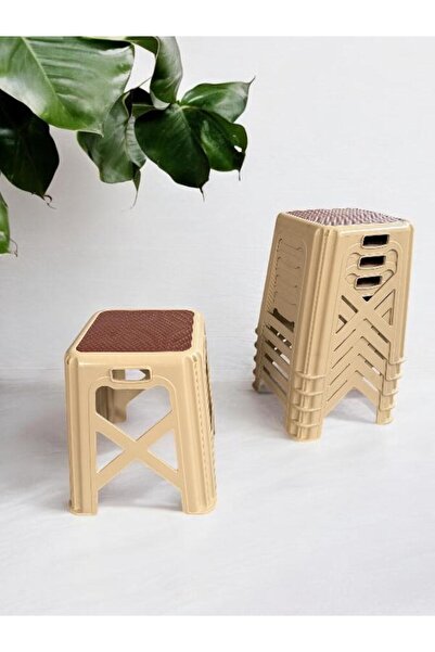 Perilla 6 Adet Modern Orta Boy Plastik Mutfak, Banyo, Balkon ve Bahçe Taburesi