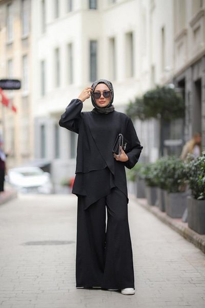 NS Moda Costum Fenne Hijab Model Negru 512
