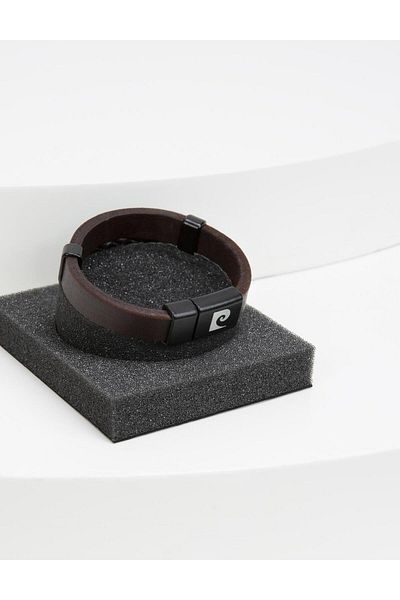 Pierre Cardin Brown Cord Leather Men's Bracelet