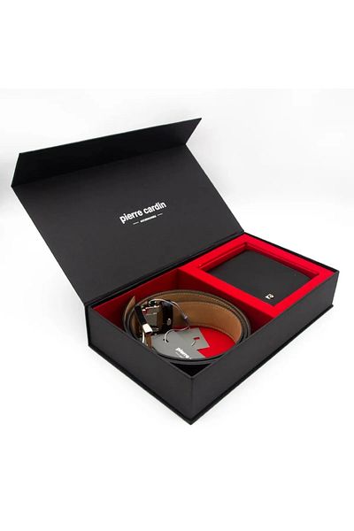 Pierre Cardin Men's Gift Boxed 100% Leather Belt and Wallet Set