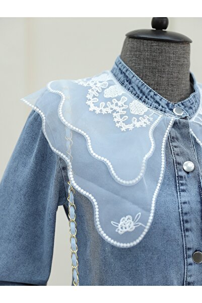 Modamorfo Φόρεμα Ice Blue Denim - Λεπτομέρεια από Οργάντζα και Τούλι