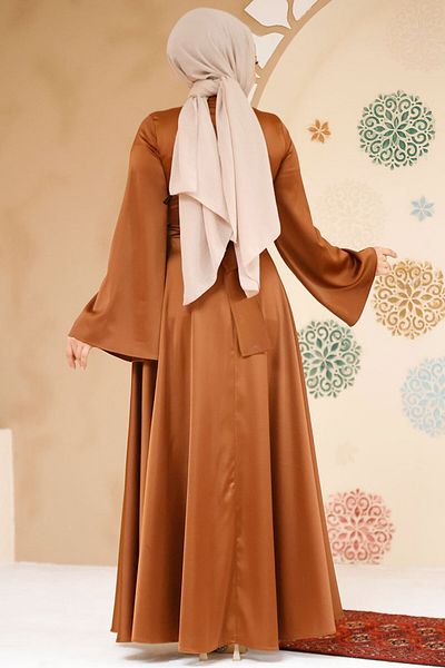 Neva Style Taba Satin Hijab Evening Dress 6157Tb