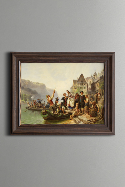 epiqart Legionă de nuntă pe râul Râna - Cadru cu model vintage