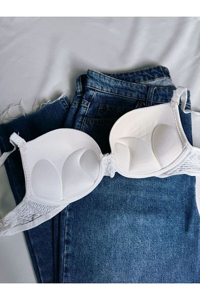 Beyaz Gelincik Underwear Women's White Patterned Ultra Padded Underwire Push up Bra
