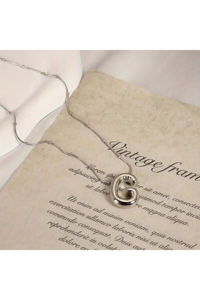 GWOMA قلادة نسائية من الفولاذ - قلادة نسائية على شكل حرف G