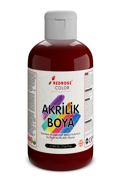 REDROSE COLOR Bordo Akrilik Boya 250gr Sanatsal, Dekoratif, Hobi Amaçlı, Canl...