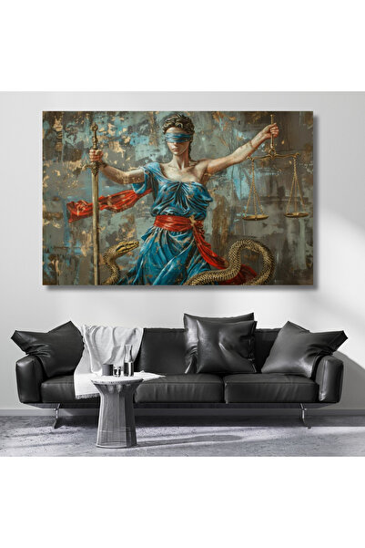 Artarilion Kılıç ve Terazi Tutan Kadın Hukuk Adalet Kanvas Tablo Modeli Ofis ...