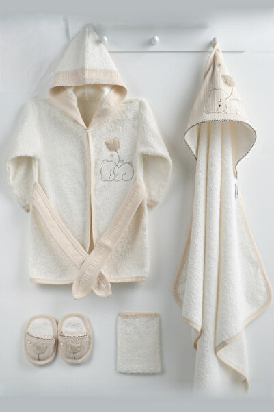 Cherub Baby طقم رداء حمام للأطفال حديثي الولادة مطرز بالون الدب العضوي - هدية...