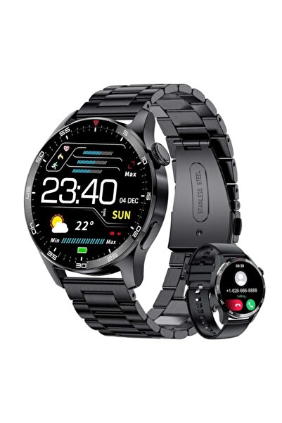 SONREİR Smart Watch 4 Siyah Klasik Erkek Akıllı Saat Arama Yapan Nfc/gps Iphone Huawei Xiaomi Uyumlu 9-8
