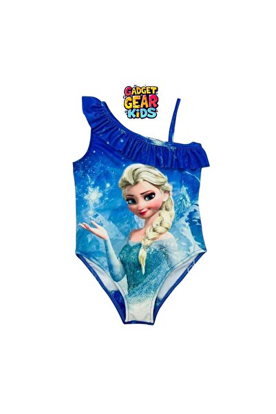 Gadget Gear Costum de baie pentru fete, cu un singur umăr, cu volane cu imprimeu