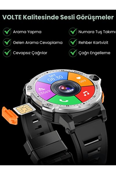 SONREİR Watch Pg 4g Lte Yuvarlak Akıllı Saat 16gb Sım Kartlı Kameralı Wifi Çocuk Huawei Iphone Uyumlu 8 9 10