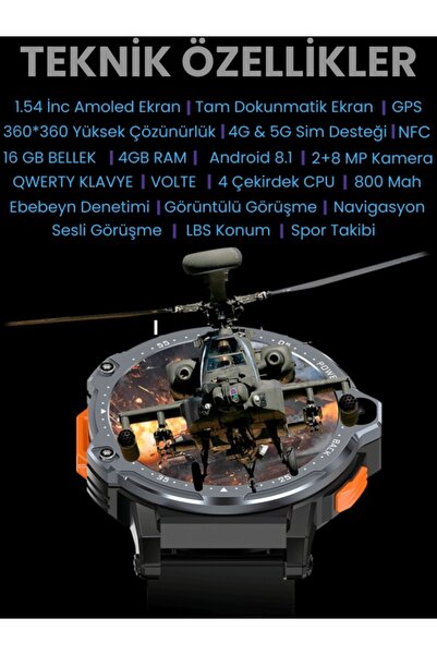 SONREİR Watch Pg 4g Lte Yuvarlak Akıllı Saat 16gb Sım Kartlı Kameralı Wifi Çocuk Huawei Iphone Uyumlu 8 9 10