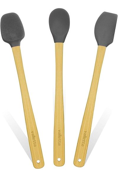 STOREMAX Sellbuystore Indigo 3-Piece Gray Bamboo Silicone Spatula Set Long 26 cm Vlt1504 1053513
