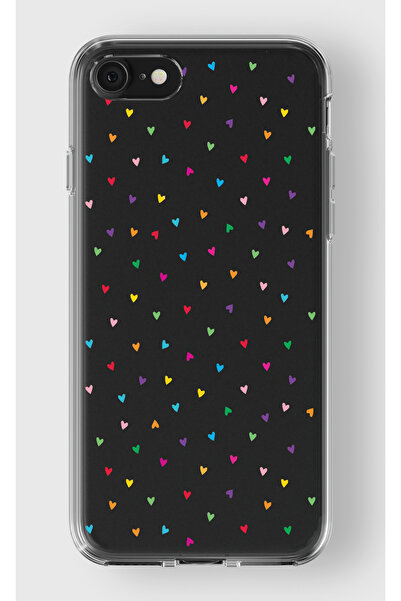 moonset Iphone 7 / 8 / SE Uyumlu Minik Kalpler Tasarımlı Baskılı Şeffaf Telef...