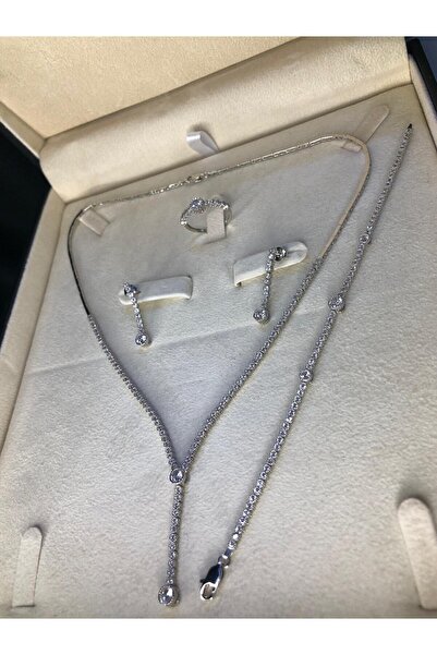 GWOMA Kadın Gümüş Set - Alyona Zirkonia Su Yolu • Işıklı Kutuda • Düğün • Niş...