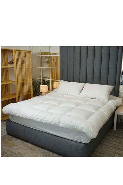 soufa dibaj Microfiber Mattress Topper20 cm With Microfiber Filling and Rubber Corners Edges - 200x140cm- White