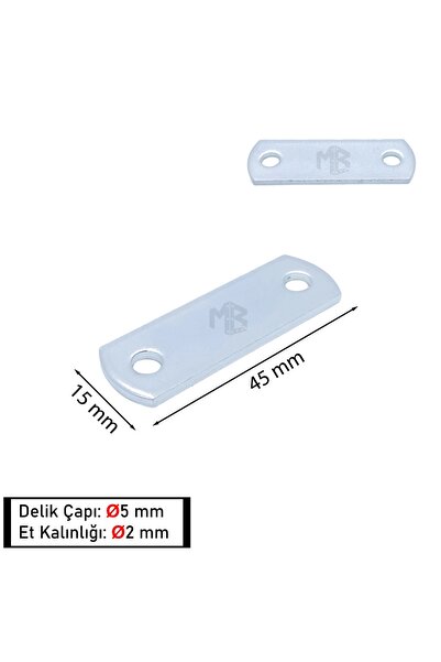 MR.BRACKET 10 ad. Düz Gönye Bağlantı Demiri 15x45mm - Masa Raf Çekmece Dolap Sabitleme Köşe Birleştirme Aparatı
