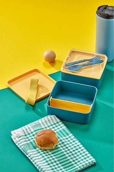 STOREMAX Sellbuystore Store Practical and Stylish Lunch Box with 2 Layers, Compartments, Spoon and Fork Set, Ta