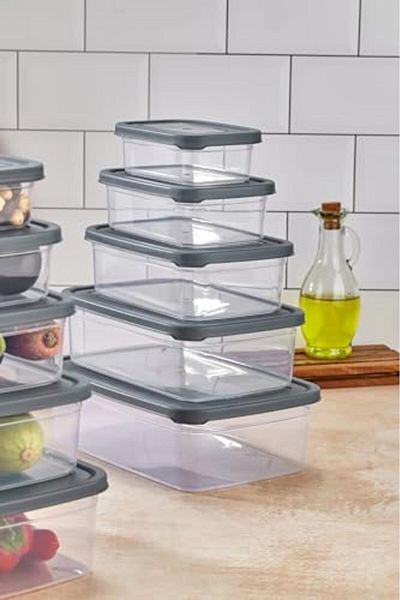 STOREMAX Mhk Prime Glowart 5-Piece Leakproof Air-Free Refrigerator Organizer & Storage Container Rectangular Transparent