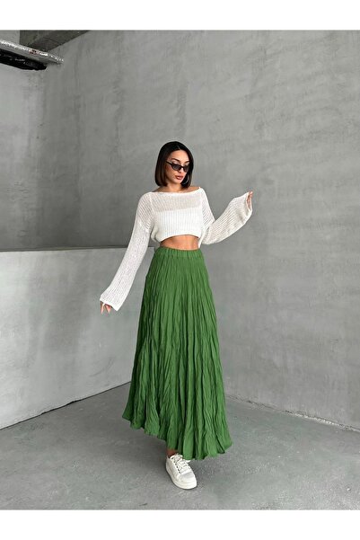 BEJNA Fusta lungă moale cu textura modală șifonată de damă