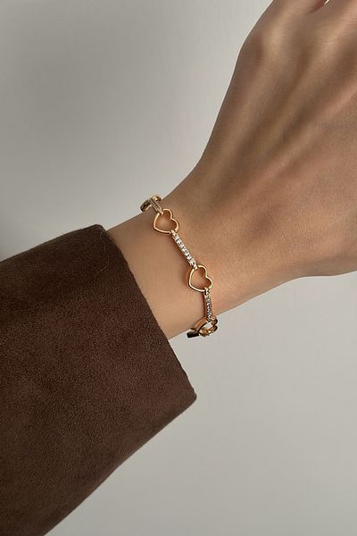 Okko Store Steel Heart Bracelet with Thin Stones