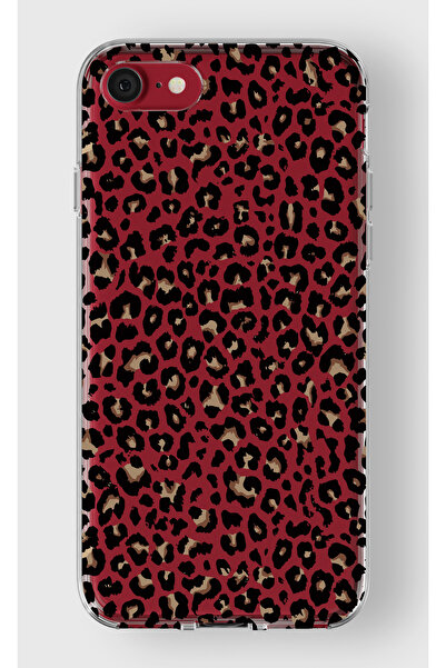 moonset Iphone 7 / 8 / SE Uyumlu Leopar Tasarımlı Baskılı Şeffaf Telefon Kılıfı