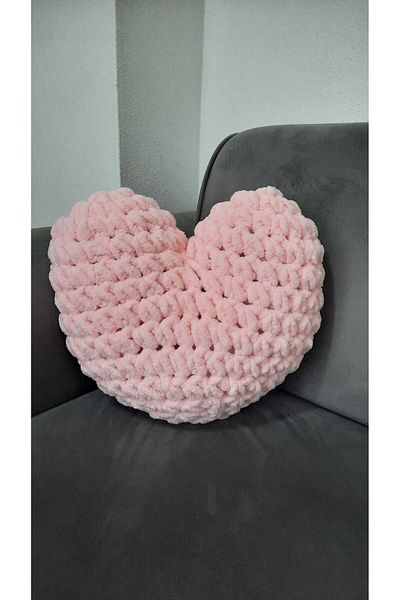 Alize Ali̇ze Puffy Heart Pillow Powder Color Valentine's Day Gift Decorative Gift