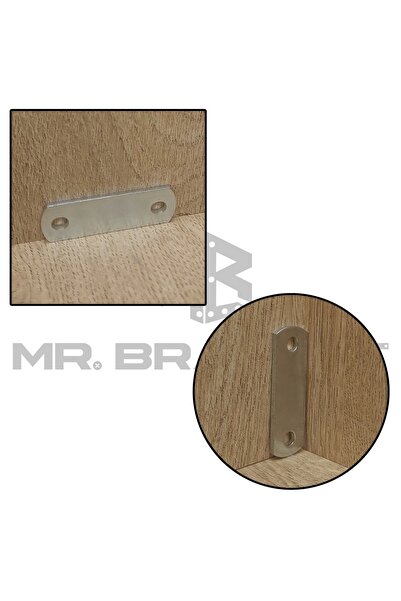 MR.BRACKET 10 ad. Düz Gönye Bağlantı Demiri 15x45mm - Masa Raf Çekmece Dolap Sabitleme Köşe Birleştirme Aparatı