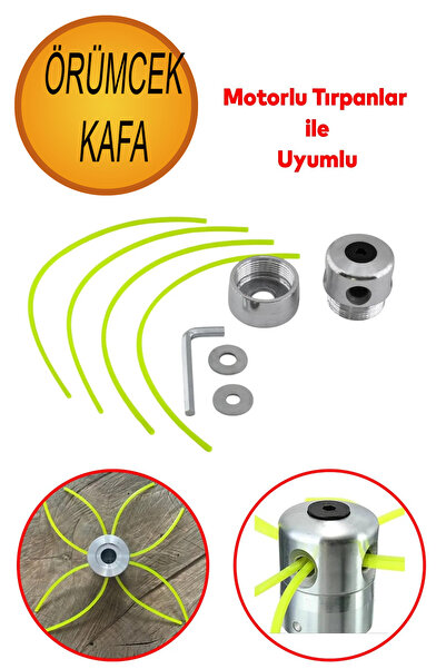 NUBLADO Motorlu Tırpan Çim Biçme Örümcek Kafa Misina İpi Yedeği Tan Tırpan Uy...