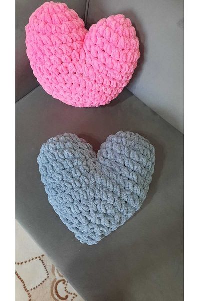 Alize Puffy Heart Pillow Gray Color Valentine's Day Gift Decorative Gift