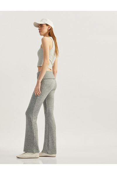 Koton High Waist Viscose Blended Flared Leg Leggings Pants