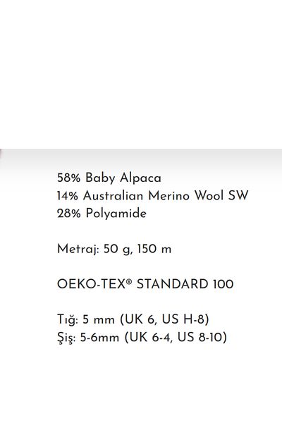 Gazzal 58% Baby Alpaca Yarn - Soft, Light and Natural Winter Knit 50G/150M
