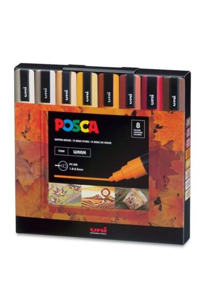 Uni Posca مجموعة بوسكا 5M متوسطة الحجم مكونة من 8 قطع