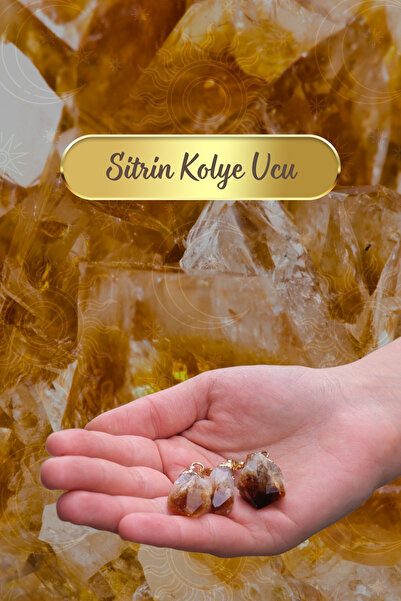 Ares Hills Doğal Sitrin Taşı Kolye Ucu (Bolluk,Bereket Ve Şans)