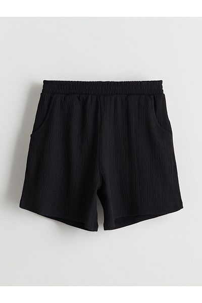 LC Waikiki Black Girl's Shorts with Elastic Waist