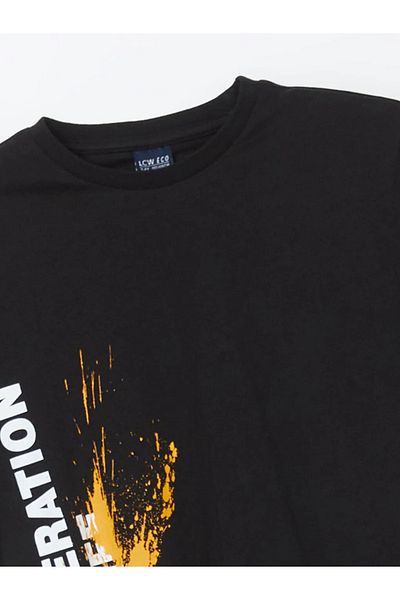 LC Waikiki Tricou pentru băiat LCW ECO negru cu gât de bicicletă