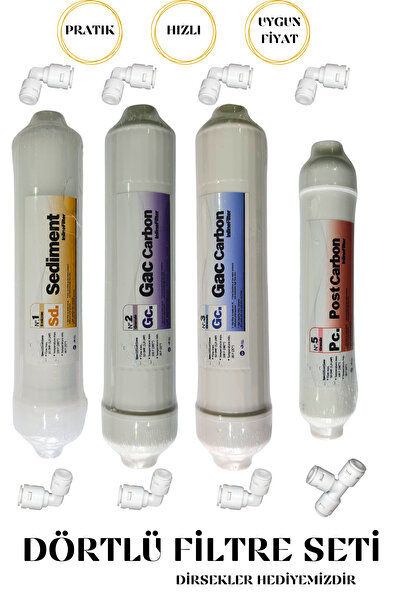 Sucoco Kapalı Kasa Su Arıtma Cihazları ile Uyumlu 4'lü Su Arıtma Filtre Seti