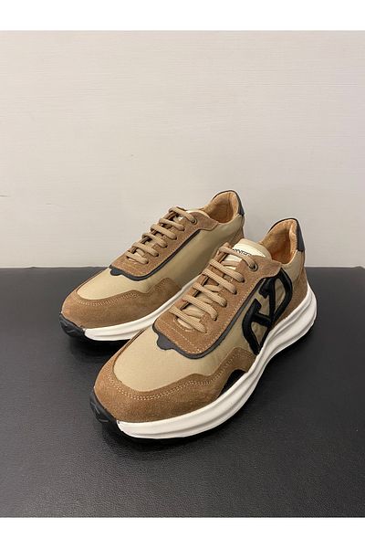 LUCIANO BELLINI Men's Genuine Leather Thick Sole Sneaker Plaque