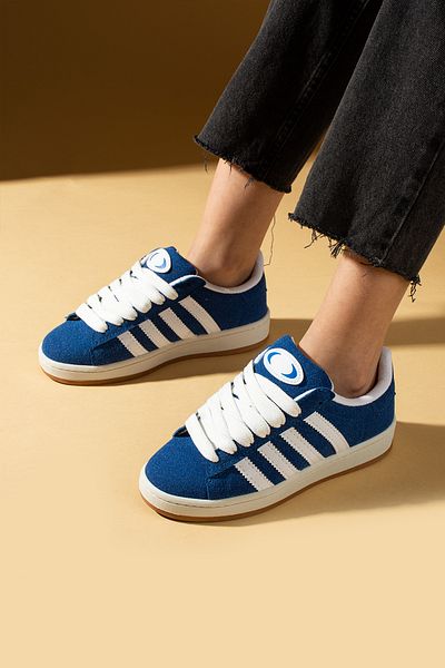 Pembe Potin Blue White Unisex Sports Sneaker Lace-Up Casual Comfortable Sole Shoes