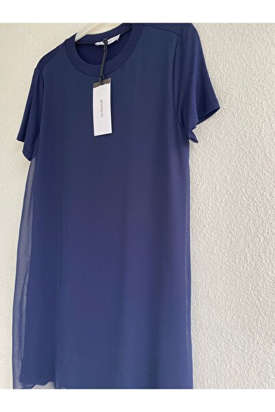 Puane Half Sleeve Front Chiffon Detail Combed Cotton Underwear Tunic 10271 - Navy Blue