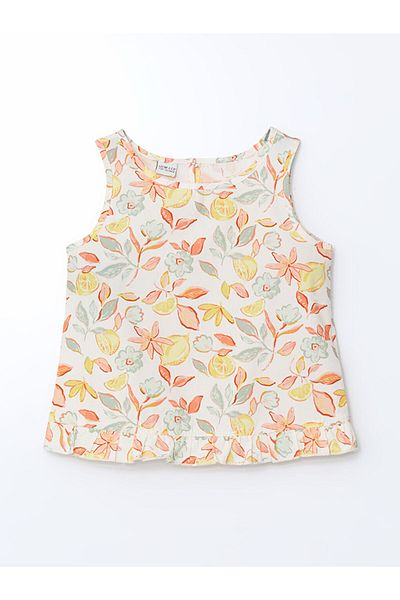 LC Waikiki New Season Crew Neck Floral Παιδική Crop Μπλούζα για κορίτσια - S5M288Z4