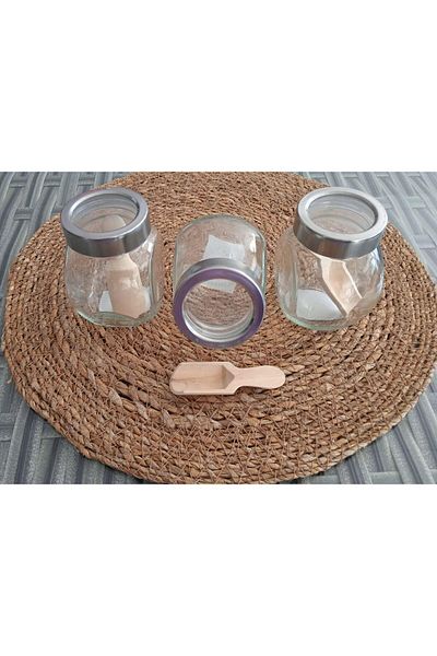 STOREMAX Sellbuystore Set of Glass Spice Bottle with Spoon and Metal Lid Salt Shaker Decorative 1053513